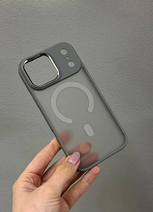 Чехол matte magsafe iphone 17 pro max,чехол матовый прозрачный с магсейфом для телефона айфон 17 про макс (серый)