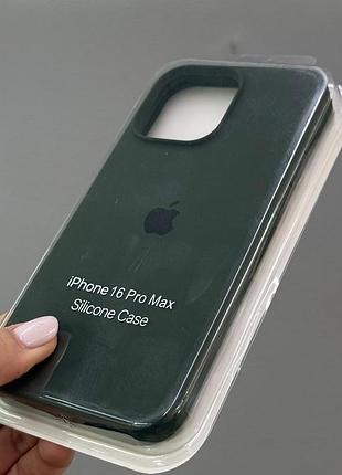 Чохол-накладка з мікрофіброю для айфон 16 pro max, чохол silicone case з мікрофіброю для iphone 16 про макс (темно-зелений)