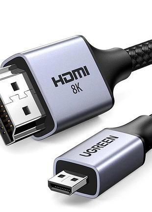 Кабель ugreen hd164 micro-hdmi to hdmi v2.1 8k@60hz 2m black