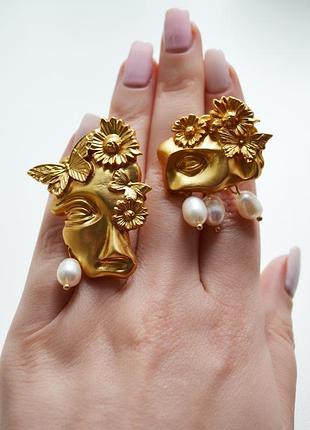 Роскошные серьги лица бабочки цветы с жемчугом  schiaparelli  сережки асимметрия