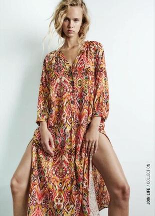 Лен + вискоза миди платье zara 4