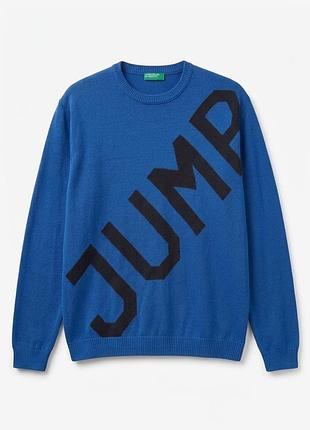 Светр чоловічий benetton блакитний з написом jump