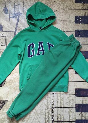Спортивний костюм унісекс gap зелений з худі та штанами на флісі, на зріст 164 см