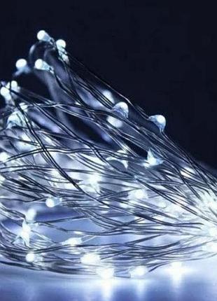 Led гірлянда на гнучкому дроті холодне біле світло 5 м 50 led . світлодіодна гірлянда нитка з usb живленням