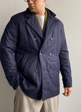 Пальто чоловіче hackett london saville row breatsed wool coat синє