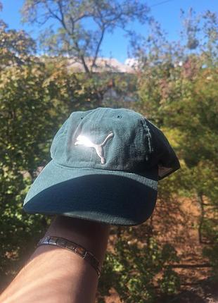 Бейсболка puma вінтажна для чоловіків, зелена з металевим логотипом