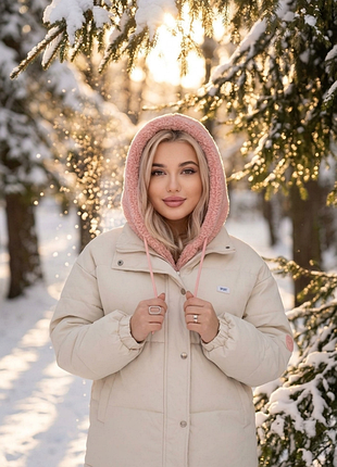 Куртка женская зимняя молочная п1014