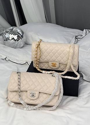 Сумка жіноча chanel classic flap бежева