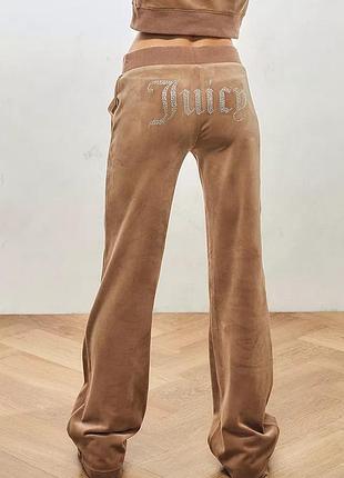 Спортивні штани жіночі juicy couture велюрові з камінцями, розмір m, коричневі