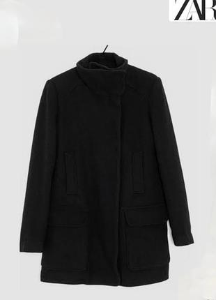 Черное пальто шерсть размер с zara