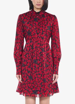 Шовкова мінісукня the kooples pleated heart-print silk mini dress