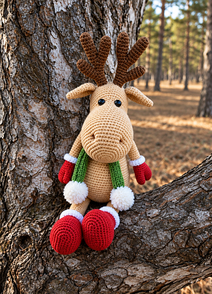 Олень рудольф, интерьерная игрушка. игрушка олень. подарок на новый год и рождество