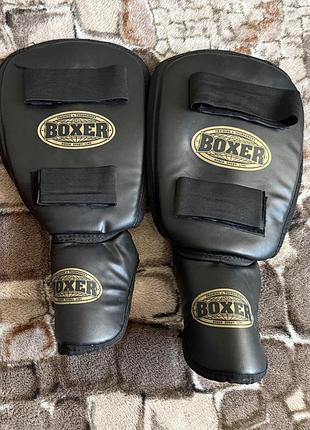 Захист для ніг, гомілки та стопи boxer, розмір m, шкірвініл 0.6 мм, чорний