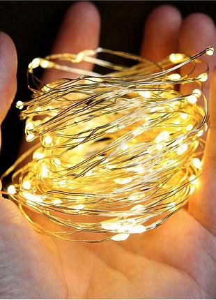 Led гірлянда на гнучкому дроті тепле світло 5 м 50 led. світлодіодна гірлянда нитка з usb живленням