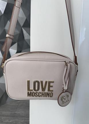 Сумка жіноча love moschino через плече, нюдова