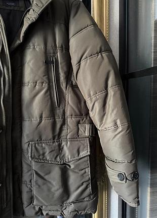Пуховик чоловічий zara хакі, розмір m-l