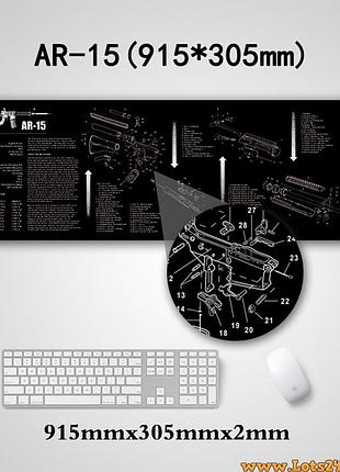 Коврик для мышки ar15 компьютерный схема разборки винтовки мат поверхность для чистки оружия ар15 voltronic