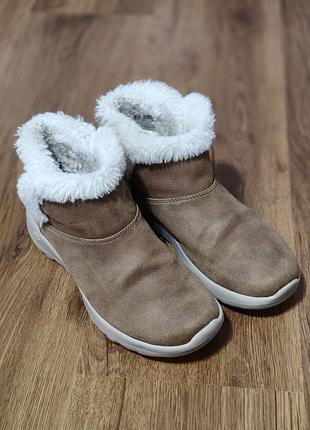 Черевики жіночі skechers коричневі з хутром, устілка 23 см