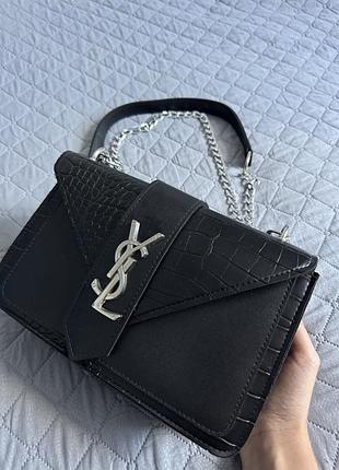Сумка жіноча saint laurent чорна з шкіри