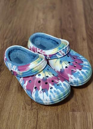 Капці дитячі crocs classic lined clog різнокольорові з утеплювачем 22 см