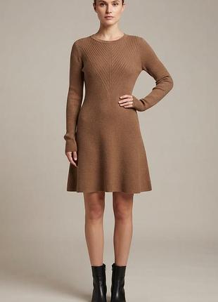 Осеннее трикотажное мини платье в рубчик No407/65