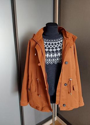 Куртка оранжевого цвета, с капюшоном, без утеплителя. primark, размер l - xl, оверсайз 5