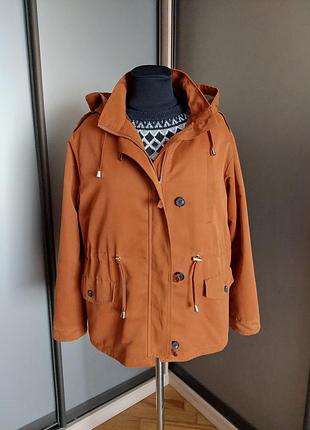 Куртка оранжевого цвета, с капюшоном, без утеплителя. primark, размер l - xl, оверсайз 2