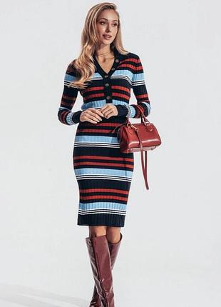 Трикотажное платье миди в полоску от primark р.12-14