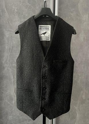 Чоловічий жилет red herring в стилі smart casual / peaky blinders, чорно сірому кольорі, s