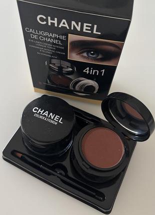 Набір декоративної косметики chanel calligraphie de chanel 4in1 для брів та очей, коричневий