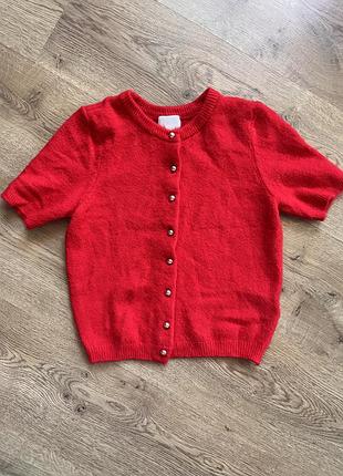 Женский кардиган с коротким рукавом красный h&amp;m