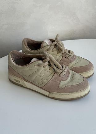 Кросівки жіночі fendi match low-top sneakers бежеві, рожеві