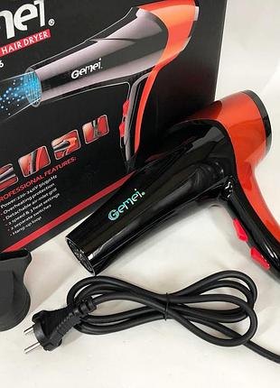 Фен gemei gm-1766 2.6 квт ас, фен для голови, жіночий фен для волосся, фен сушка. колір: помаранчевий shop