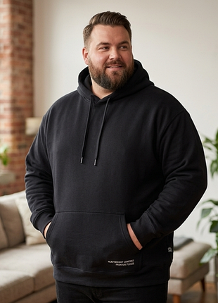 🧊 черное худи с капюшоном d&amp;h hoodiesнешний (размер 6xl)