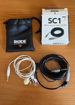 Петличний мікрофон rode lavalier go + провід на 6м + перехідник