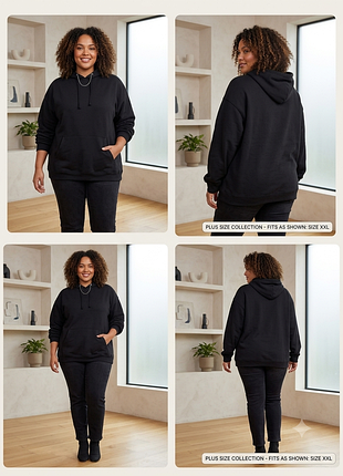 🧊 черное худи с капюшоном d&amp;h hoodiesнешний (размер 6xl)