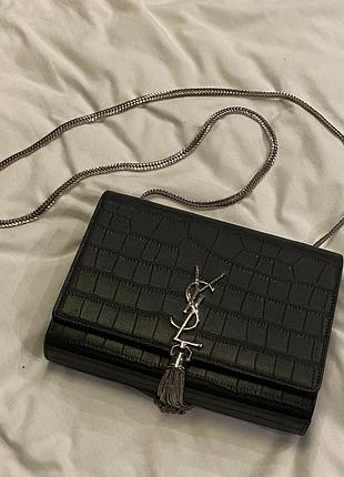Сумка для жінок ysl чорна на ланцюжку
