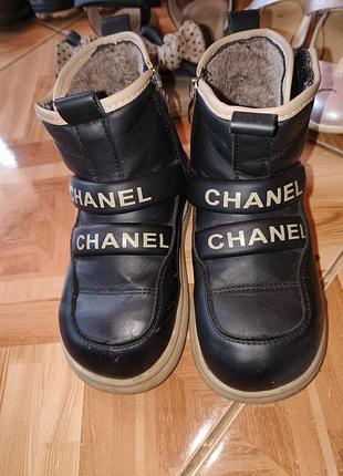 Черевики для дівчаток chanel зимові чорні