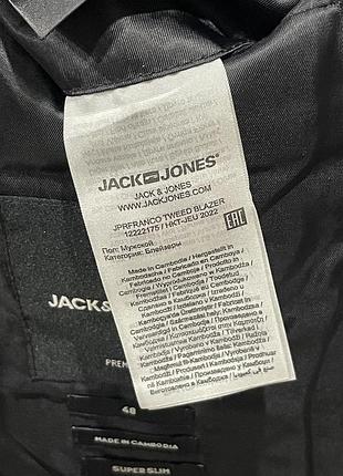 Блейзер jack & jones premium піджак сірий s/m 6