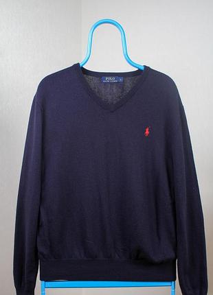 Polo ralph lauren мужской джемпер v-neck темно-синий размер l