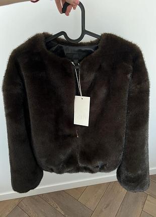 Куртка zara зі штучного хутра під норку шубка бомбер 9