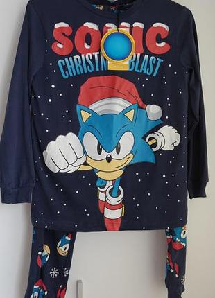 Піжама для хлопчика новорічна sonic кофта+штани синя