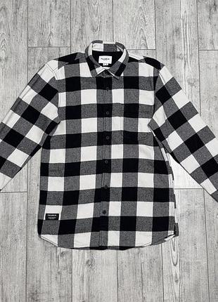 Рубашка мужская pull &amp; bear бело-черная s- m хлопок 2