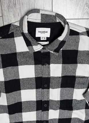 Рубашка мужская pull &amp; bear бело-черная s- m хлопок 4