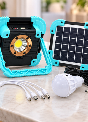 Светодиодный фонарь с солнечной зарядкой junai ja-2004 + led лампа ja-399 / кемпирговый фонарь