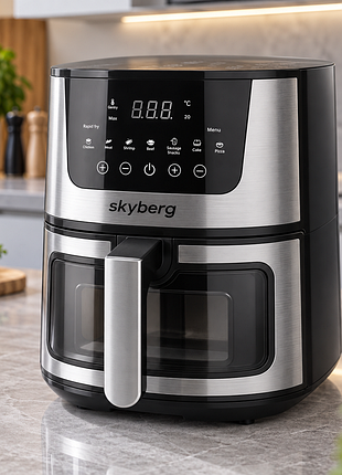 Аэрофритница, skyberg 4200w 8855s / аэрогриль сенсорное управление без масла / мультипеч 8l