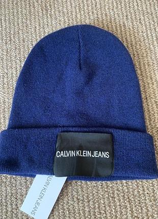 Шапка унісекс calvin klein jeans синя вовняно-кашемірова