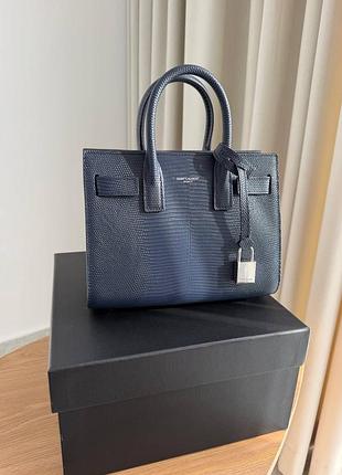 Сумка жіноча saint laurent sac de jour nano темно-синя