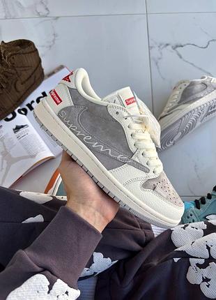 Nike air jordan 1 retro x travis scott x supreme white/grey