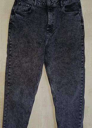 Джинси жіночі мом  сірі з ефектом acid wash